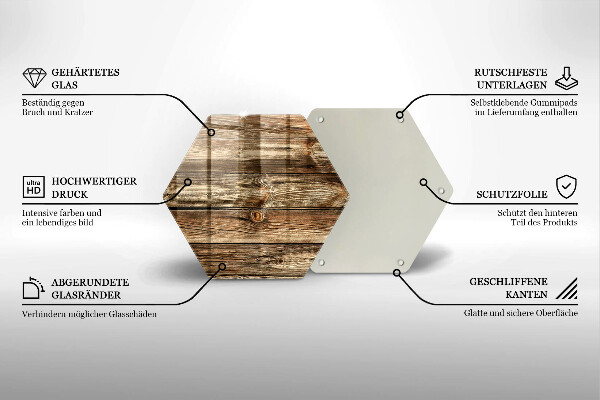 Tábua de cortar de vidro Textura de prancha de madeira