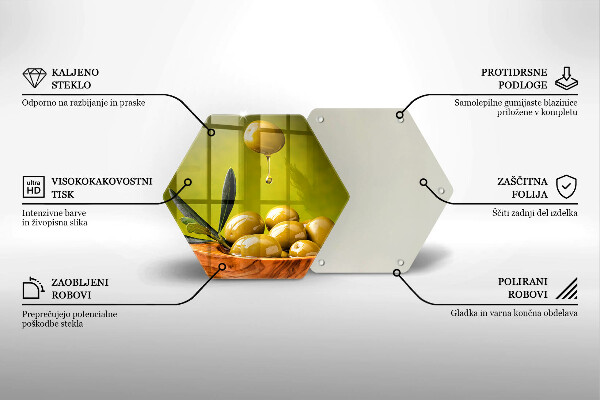 Tábua de vidro Azeitonas saborosas