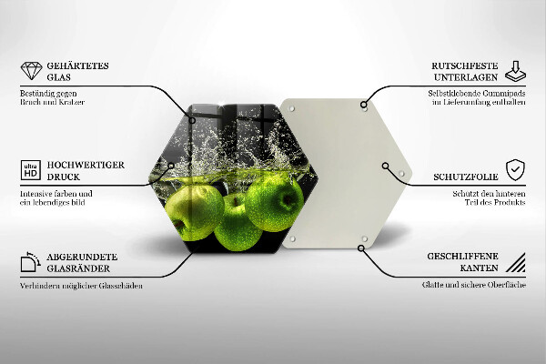 Tábua para cozinha Maçãs verdes e água