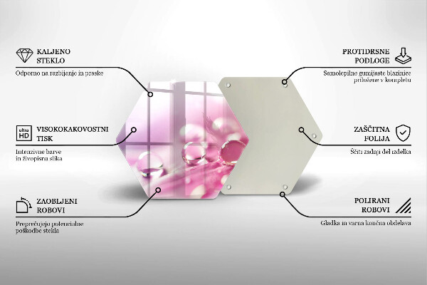 Tábua de corte de vidro Pétalas de flores de orvalho