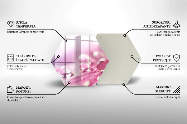 Tábua de corte de vidro Pétalas de flores de orvalho