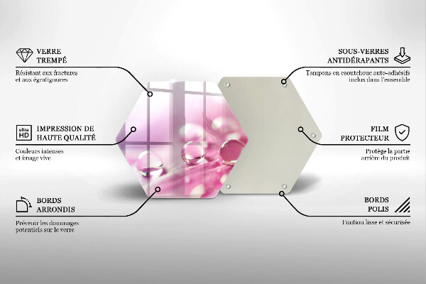 Tábua de corte de vidro Pétalas de flores de orvalho
