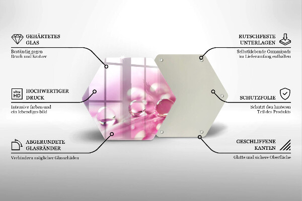 Tábua de corte de vidro Pétalas de flores de orvalho