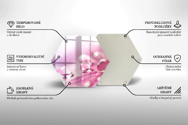 Tábua de corte de vidro Pétalas de flores de orvalho