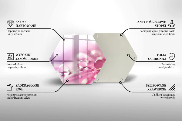 Tábua de corte de vidro Pétalas de flores de orvalho