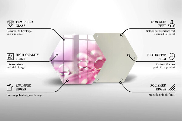 Tábua de corte de vidro Pétalas de flores de orvalho