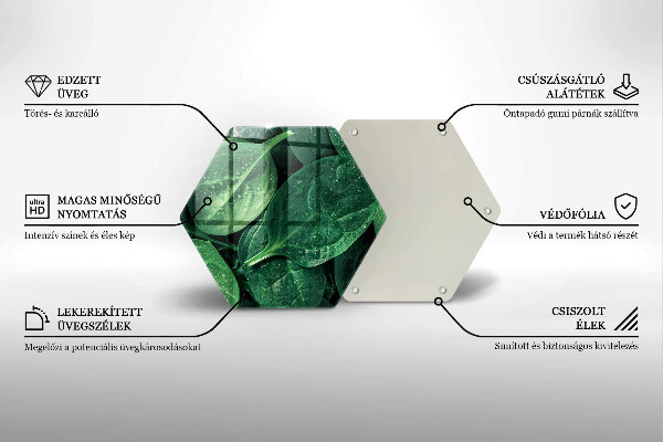 Tábua de cortar de vidro Folhas de manjericão
