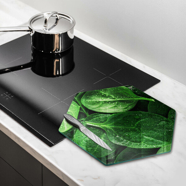 Tábua de cortar de vidro Folhas de manjericão