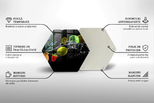 Tábua de vidro Fruta na água