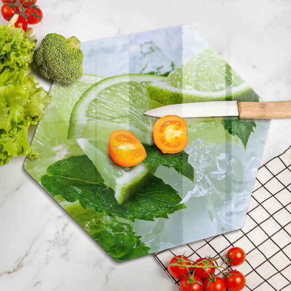 Tábua de corte de vidro Limão, hortelã e gelo