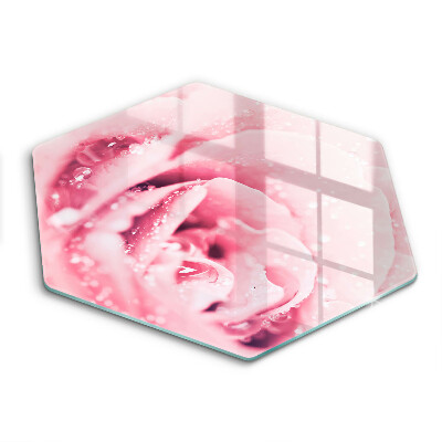 Tábua para corte Gotas de orvalho e flor de rosa