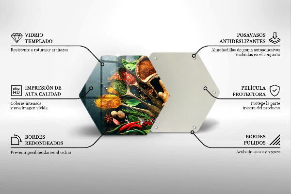 Tábua de corte de vidro Colheres de tempero de cozinha