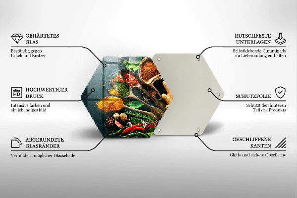 Tábua de corte de vidro Colheres de tempero de cozinha