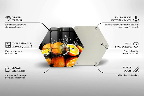 Tábua de corte de vidro Fruta laranja suculenta