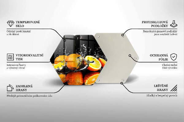 Tábua de corte de vidro Fruta laranja suculenta