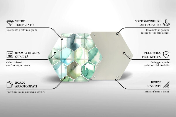 Tábua de corte Hexágonos em aquarela