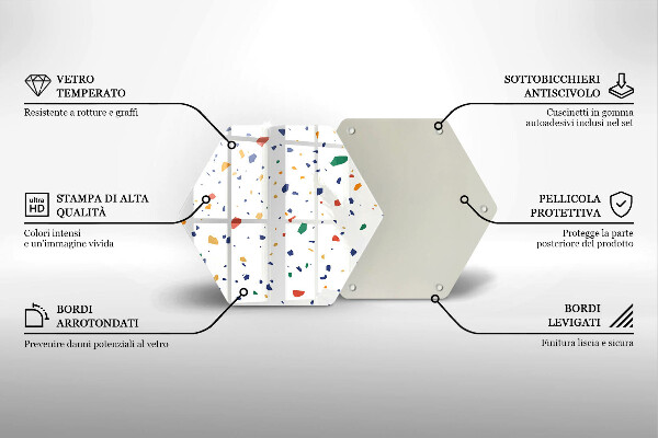 Tábua de cortar de vidro Grés colorido