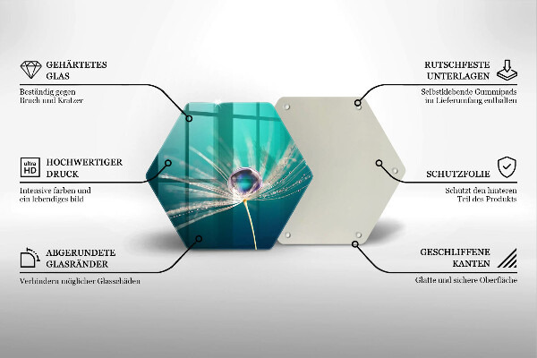 Tábua de vidro Orvalho em um dente-de-leão