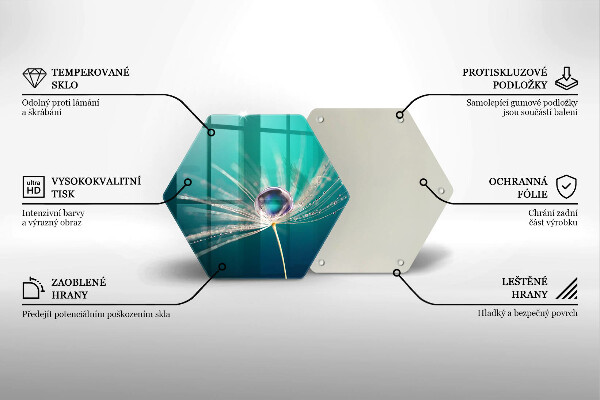 Tábua de vidro Orvalho em um dente-de-leão