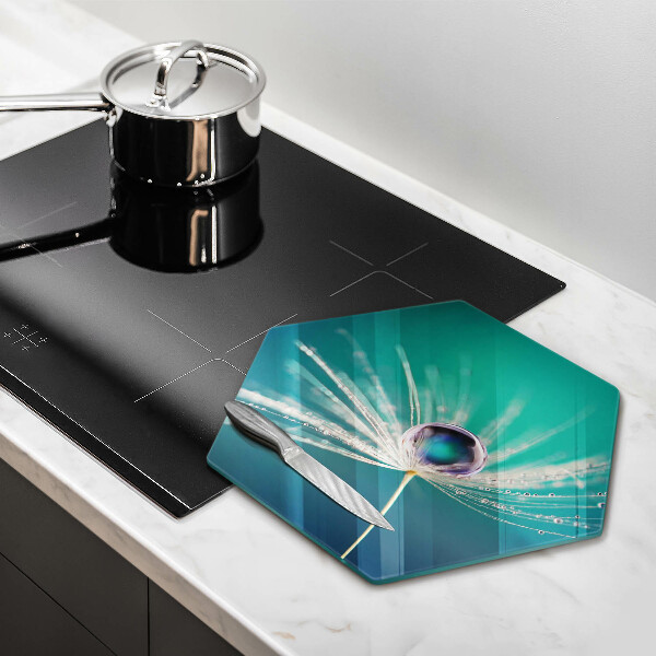 Tábua de vidro Orvalho em um dente-de-leão