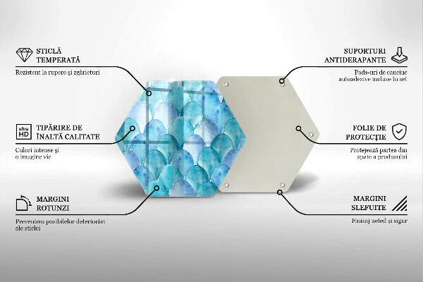 Tábua de cortar de vidro Escamas de aquarela