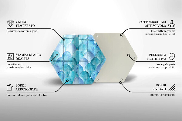 Tábua de cortar de vidro Escamas de aquarela