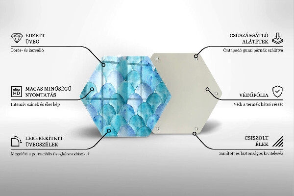 Tábua de cortar de vidro Escamas de aquarela