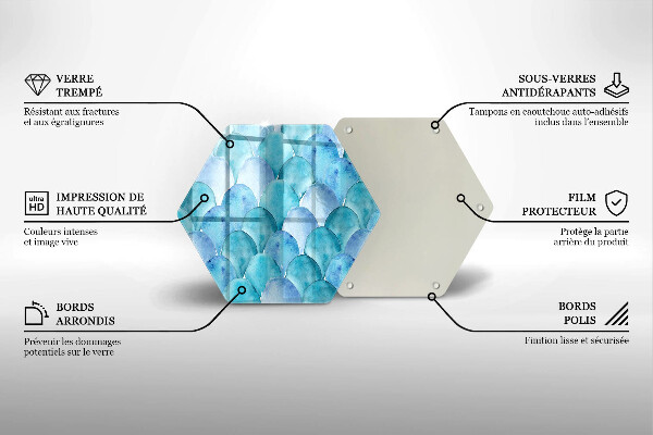 Tábua de cortar de vidro Escamas de aquarela