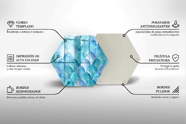 Tábua de cortar de vidro Escamas de aquarela