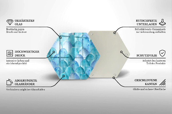 Tábua de cortar de vidro Escamas de aquarela