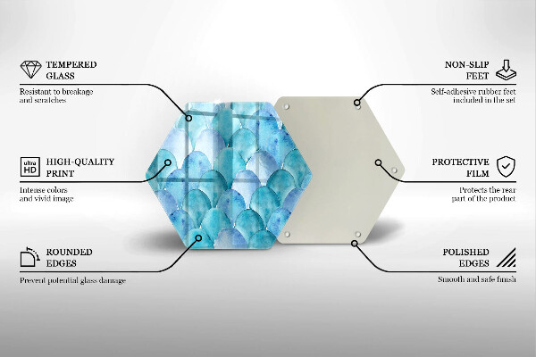 Tábua de cortar de vidro Escamas de aquarela