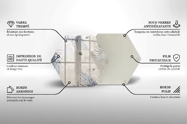 Tábua de vidro Folhas sutis