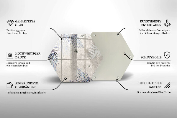 Tábua de vidro Folhas sutis