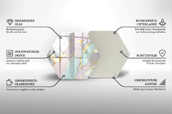 Tábua de corte de vidro Mármore pastel