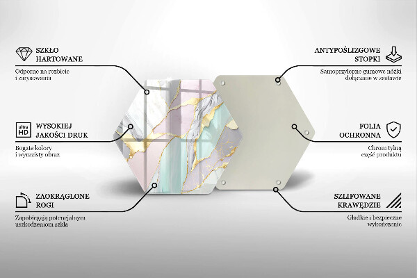 Tábua de corte de vidro Mármore pastel
