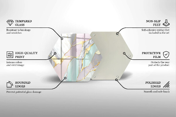 Tábua de corte de vidro Mármore pastel