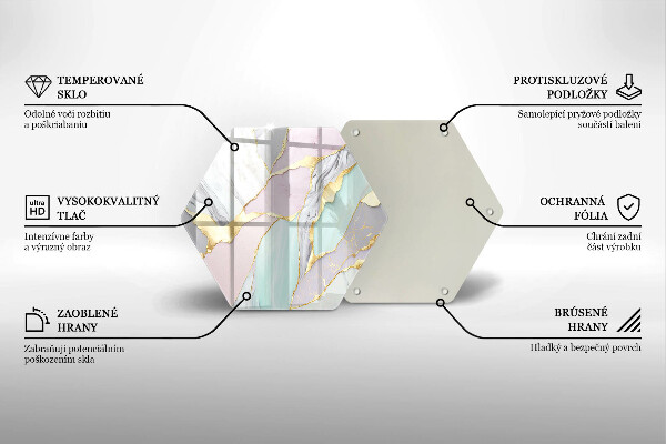 Tábua de corte de vidro Mármore pastel