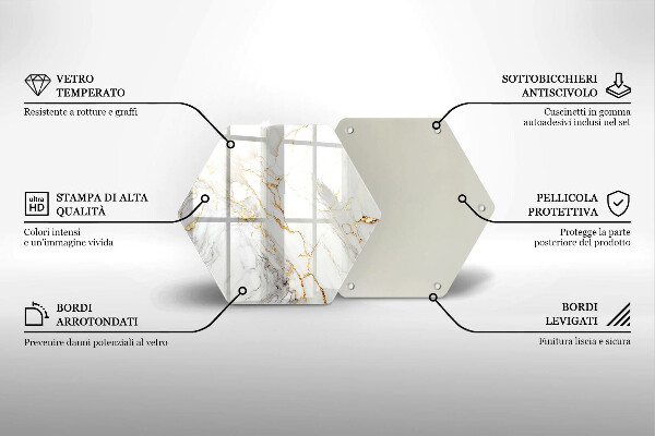 Tábua de cortar Mármore claro com dourado