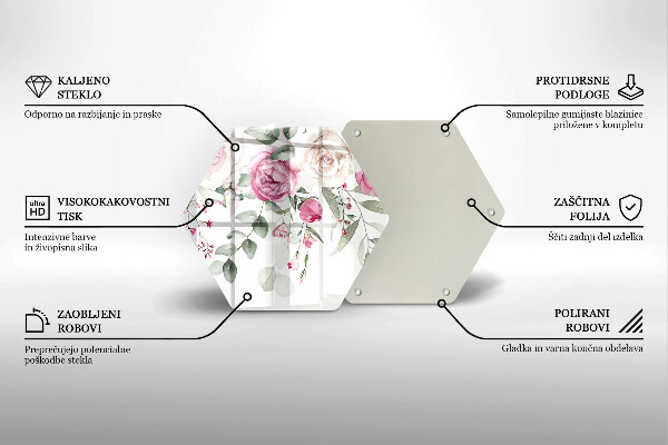 Tábua de cortar de vidro Rosas em aquarela