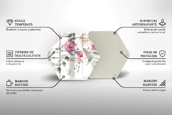 Tábua de cortar de vidro Rosas em aquarela