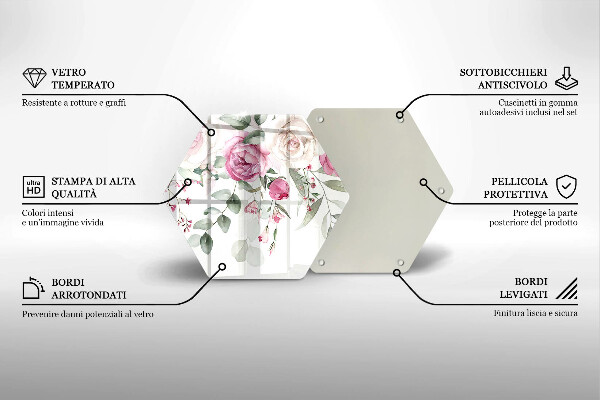 Tábua de cortar de vidro Rosas em aquarela