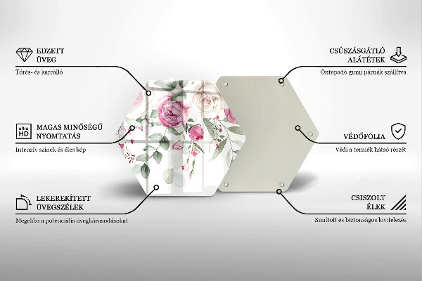 Tábua de cortar de vidro Rosas em aquarela