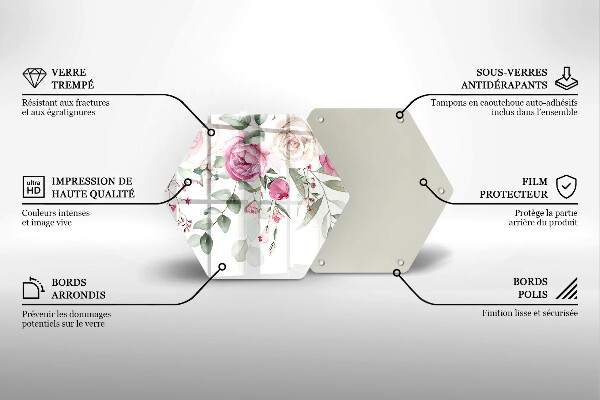 Tábua de cortar de vidro Rosas em aquarela