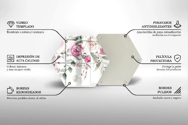 Tábua de cortar de vidro Rosas em aquarela