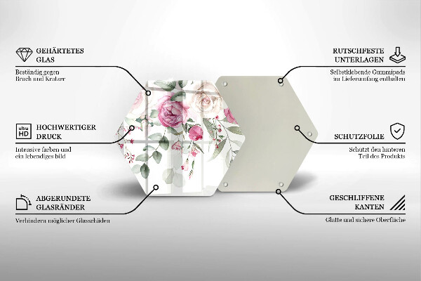 Tábua de cortar de vidro Rosas em aquarela