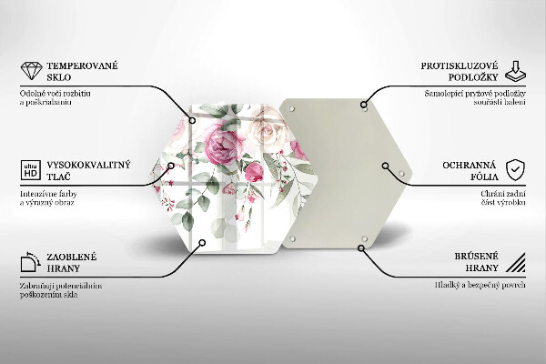 Tábua de cortar de vidro Rosas em aquarela