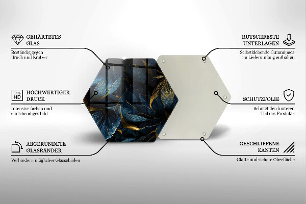 Tábua de cortar Folhas decorativas com ouro