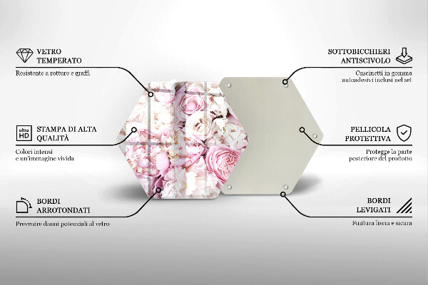 Tábua para cozinha Buquê de peônias
