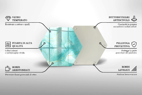 Tábua de cortar Abstração azul e dourada