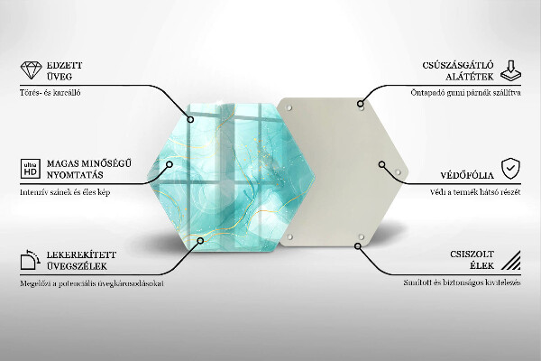 Tábua de cortar Abstração azul e dourada